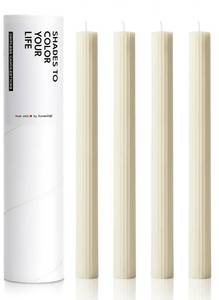 lot 20444 image: Homeology 10 Ribbed Candle Sticks, Ivory, 4-Pack, Unscented Taper Candles