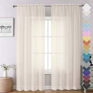 lot 20459 image: Chyhomenyc Cream Sheer Curtains 84 Inches Long 2 Panels Set- Light Filtering Curtains for Bedroom, Soft Airy Voile Rod Pocket Living Room Window Drapes, 42Wx84L Inches, 2 PCS