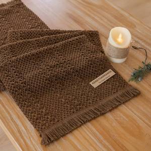 lot 20460 image: Keketoarrange Boho Brown Table Runner for Home Decor 13x48 Inches Farmhouse Small Macrame Woven Burlap Jute Rustic Coffee Table Runner Dresser Scarf Dining Kitchen Centerpiece Bohemian Decor