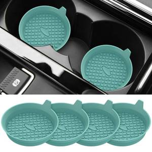 lot 20491 image: ME.FAN Car Cup Holder Coasters 4 Pack Silicone Cups Mats, Automotive Universal Non-Slip Recessed Interior Accessories Teal Blue