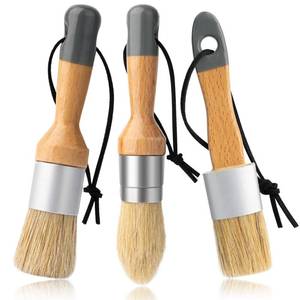 lot 20493 image: Mister Rui Chalk Wax Paint Brush, 3pcs, Chalk Paint Brushes for Furniture, Small Wax Brush for Acrylic Paint, Milk Paint, Natural Bristles Stencil Brushes, No Shedding