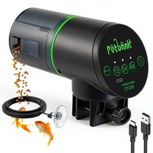 lot 20495 image: Petbank Automatic Fish Feeder for Aquarium - Auto Fish Food Dispenser Rechargeable for Small Large Tank with USB Charger Cable��122448H Interval Esay Set Up (Black, CY-019)