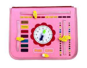 lot 16192 image: Pink Educational Quiet Book with Clock and Activities