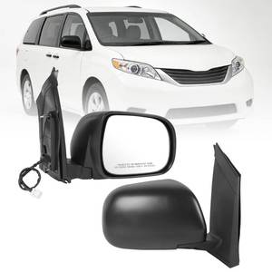 lot 3356 image: JDMSPEED Right Passenger Side View Door Mirror Compatible with 2004-2010 Toyota Sienna with Heated Power Glass Manual Folding Heated Black Replaces TO1321205 (5 Pins)