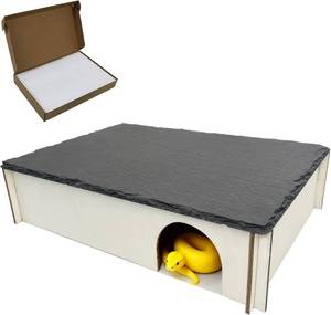 lot 3361 image: INOSCIND Large Snake Hide with Slate Reptile Hide Box Ball Python Hide 13.8�9.8�3.1 (L) Reptile Hides Snake Hides for Ball Pythons Leopard Geckos100% Natural Stone & Wood Reinforced Packaging
