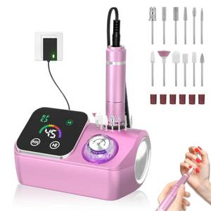 lot 3383 image: PYVOLA Professional Electric Nail Drill E-File Machine - 45,000 RPM Corded Nail Drills Kit with Low Noise & LED Display for Shaping, Removing & Polishing Acrylic Gel Nails for Salon Home