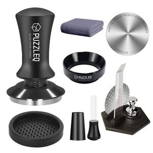 lot 4424 image: 51mm Espresso Accessories Kit, Spring Loaded Calibrated Tamper,mat��WDT Tool��Dosing Funnel��Puck Screen kit��Basket Removal Tool ��Cleaning ClothSet�� Fits Espresso Coffee Machines and 51 mm Portafilters