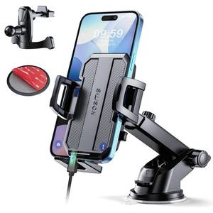 lot 4440 image: SUUSON Upgraded 3-in-1 Car Phone Holder Mount Powerful Suction Phone Mount for Car Dashboard Air Vent Windshield,for All iPhone Android Phone (Black)