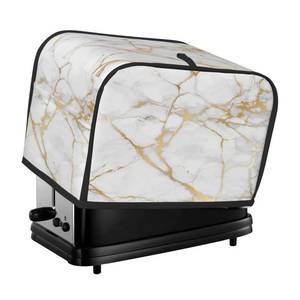 lot 4441 image: Toaster Cover 2 Slice White Gold Marble Abstract Kitchen Small Appliance Covers with Pockets Dust and Fingerprint Protection