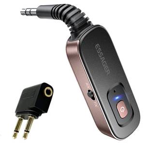 lot 4448 image: Bluetooth Receiver for Car, Noise Cancelling 3.5mm AUX Bluetooth Car Adapter, Wireless Audio Receiver Transmitter for Home StereoWired Headphones Airplane, Red