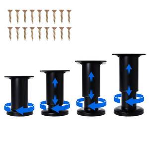 lot 4460 image: Olldag 4 Pcs Adjustable Height Furniture Support Legs with Screws 3.15-4.72 inch, Metal Heavy Duty Furniture Replacement Legs for ChairBedSofaCabinetCouchDresserBedTable (Black)