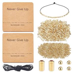 lot 4473 image: DICOSMETIC DIY Morse Code Bracelet Bead Kit Including 2000Pcs 2 Styles Golden Plastic Bead Bulk 4.36 Yards Waxed Cotton Cord 14Pcs Bracelet Display Cards Adjustable Braided Bracelets Necklaces Kit
