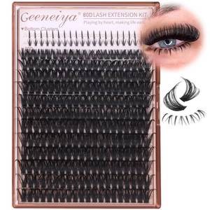 lot 4483 image: Geeneiya Cluster Eyelash Extensions with Bottom Lash Clusters 10-20mm DIY Lash Extension Wispy Volume Eyelash Clusters and Manga Spike Under Lashes for Beginners