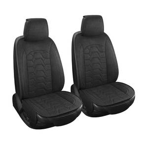 lot 5437 image: hoozoom Linen car Seat Covers Breathable Cloth Fabric Seat Protector Front seat Covers Universal Fit for 95% Automotive, Car, Van, SUV, Trucks��Black��2PCS��