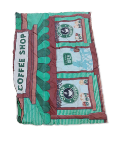 lot 5448 image: Coffee Shop Theme Fabric Panel 78X53 in