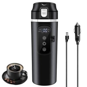 lot 6105 image: DC 12V24V Car Travel Electric Kettle, 400ml Car Heating Mug with Anti-Spill Lid, Leak-proof, 304 Stainless Steel Liner Portable Coffee Tea Cup Up to 100�� Variable Temp Control Bottle