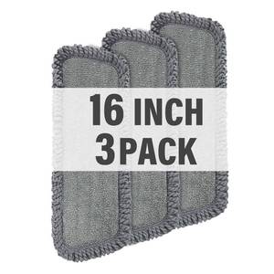 lot 6140 image: 16.5 inch Mop Pads Refills, 3 Pack Microfiber Reusable Replacement Mop Pads Flat Replacements Heads for Wet Or Dry Floor Cleaning and Scrubbing, Grey Tassel Cloth