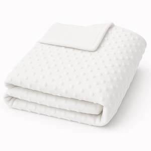 lot 6152 image: Threadart Minky Baby Blanket, 28 x 38, White Double-Sided Smooth  Dot, Ultra Soft, Newborn and Toddler, Machine Washable