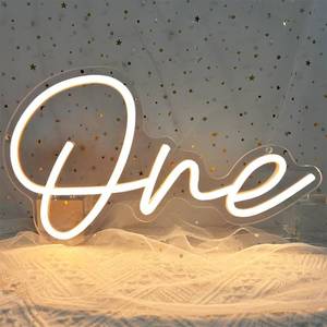 lot 6176 image: One Neon Sign, One Year Old Birthday LED Neon Light for 1st Bday Party Wall Decor First Birthday led Light Up Sign Baby Decor Wedding Warm White Dimmable USB Powered(12.67.1)