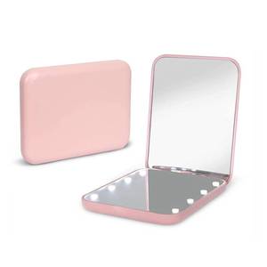 lot 6199 image: Kintion Pocket Mirror, 1X3X Magnification LED Compact Travel Makeup Mirror with Light for Purse, 2-Sided, Portable, Folding, Handheld, Small Lighted Mirror for Gift, Pink