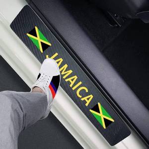 lot 6201 image: Naxizo Set of 4 Jamaica Flag Jamaican Carbon Fiber Car Door Sill Protectors - Decorative Entry Guard Scratch Pad Film for Auto, Truck, SUV FrontRear Doors (Jamaican)