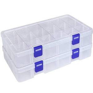 lot 6203 image: DUOFIRE Plastic Organizer Container Storage Box Adjustable Divider Removable Grid Compartment for Jewelry Beads Earring Tool Fishing Hook Small Accessories(18 grids, White X 2)