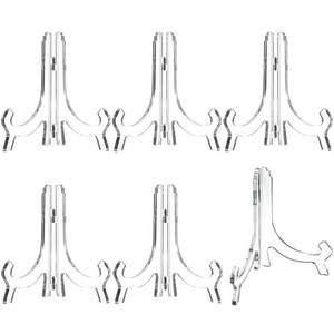 lot 6214 image: HESTYA 6 Pack Acrylic Easel Stand, Display Stand, Plate Holder for Display, Photo Holder Picture Frame Book (Clear,7 Inch)