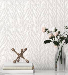 lot 6233 image: MILEPER Striped Wallpaper Peel and Stick Wallpaper for Bedroom 17.3x78.8 WhiteBeige Wall Paper Herringbone Self Adhesive Removable Wallpaper Modern Line Contact Paper for Cabinets Bathroom Decor