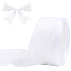 lot 6237 image: Hiswan White Sheer Organza Ribbon for Gift Wrapping 2 inch 50 Yards Chiffon Ribbons for Flower Bouquet Crafts Ribbon for Wedding, Wreaths, Invitations, Christmas Halloween Decoration