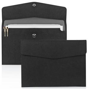 lot 6239 image: Toplive Document File Folder, Waterproof Thin PU Leather A4 Envelope Folder File Document Organizer Storage Case, Filing Envelope Folder with Magnetic Closure, Black
