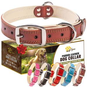 lot 6243 image: ADITYNA Heavy-Duty Leather Dog Collar for Large Dogs - Soft Padded for Comfort - Large Dog Collar for Walking, Training, and Hiking