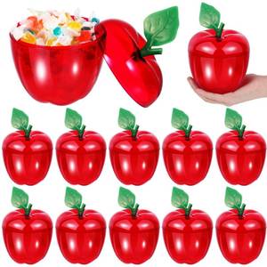 lot 11717 image: Chunful 12 Pcs Large Plastic Apple Container Back to School Candy Boxes for Teacher Appreciation Gifts Bulk 6.1 x 4.3 Inch Apple Shaped Candy Jars for Classroom Wedding Snow Party Decor Favor (Red)