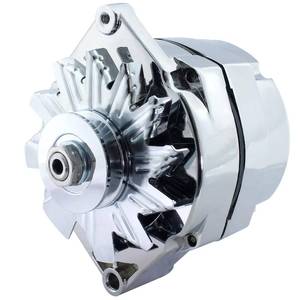 lot 11735 image: GM 1 Wire Alternator Self-Exciting High Output 100 Amp Chrome - Compatible with Chevy 350 305 SBC Street Rod Fits 1970s-80s GM Cars & Trucks (C10, Nova, Bel Air) - Replaces 7127SECN100A, 1100125