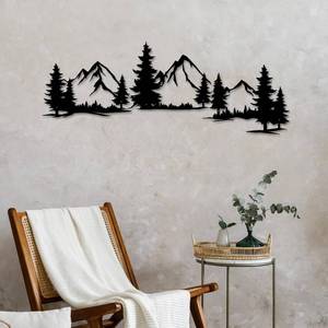 lot 11777 image: Xedatric 15.35  44.09 Inchs Mountain and Forest Metal Wall Decor, Horizontal Wall Art Nature Landscape, Large Metal Wall Art Evergreen Trees Forest Wall Decor,Housewarming Gift (Missing Pieces)