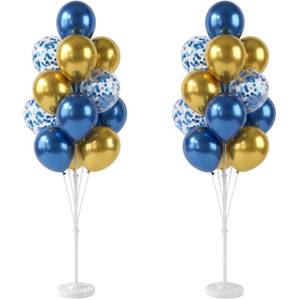 lot 11779 image: Balloon Column Kit Set of 2 With Balloons Included - Balloon Tower with Stand, Base, and Pole,Backdrop Decoration for Wedding, Baby Shower, Birthday Party, or Bachelorette Parties (Metallic Blue Gold) (No Balloon��s)