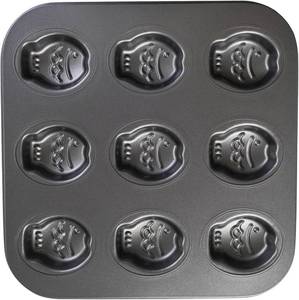 lot 11828 image: Elesinsoz 9 Cup Nonstick Fish Shape Muffin Cupcake Pan Mini Taiyaki Cake Fondant Topper Decoration Cornbread Cat Dog Puppy Treat Ice Cube Chocolate Madeleine Cookie Biscuit Baking Tin Tray Mold Maker