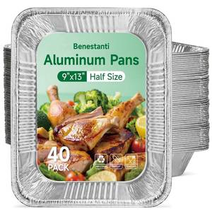lot 11849 image: 9x13 Inch Aluminum Pans (40 Pack) �� Disposable Half-Size Foil Pans, Deep Tin Foil Pan, Disposable Baking Pans for Cooking, Heating, Storing & Prepping Food, Steam Table Deep Trays, Oven-Safe