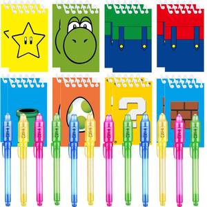 lot 12059 image: Jiaoohoo 20 Pcs Super Bros Party Favors  Set of 12 Invisible Ink Pen and 12 Super Bros Mini Notepads  Gift Bag Stuffers for Super Bros Party Supplies