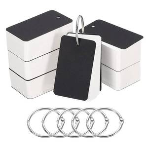 lot 12063 image: PATIKIL Blank Index Cards with Ring, 600Pcs Blank Flash Card 2.8x1.6 Study Note Cardstock for Memory Learning Studying Office Supplies, Black White