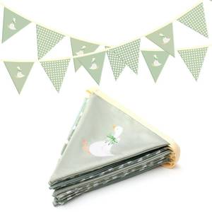 lot 12066 image: Hahafelt One Silly Goose Birthday Banner, Cute Silly Goose 1st Birthday Party Decorations Fabric Bunting Garland with Bow for Baby Shower, Nursery Room Decor(Plaid,Sage Green)