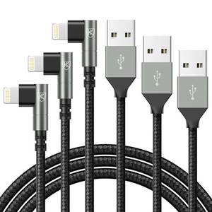 lot 12074 image: 90 Degree iPhone Charger 6FT, Apple MFi Certified 3Pack Fast Charging Cables Cord,6Feet Right Angle Nylon Braided USB Lightning Cable for iPhone 14131211ProMaxMiniXPlus8765SPlusiPad