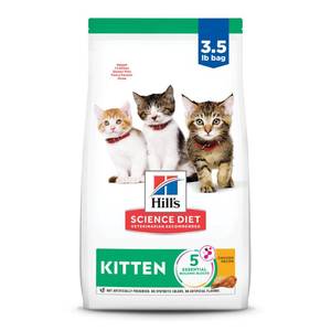 lot 12080 image: Hills Science Diet Kitten Dry Cat Food, Chicken, 3.5 lb. Bag