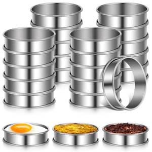lot 12083 image: SHENLIU 24 Pieces Stainless Steel English Muffin Rings, 3 Inch Double Rolled Tart Ring Metal Round Nonstick Crumpet Rings Muffin Tart Molds for Food Making Home Baking