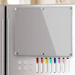 lot 12087 image: Acrylic Magnetic Whiteboard for Fridge, Clear Dry Erase Memo Board for Refrigerator with 8 Markers, Magnetic Planning Menu Board for to Do ListShopping List, Meal Planner for Kitchen, 14.5  11.5