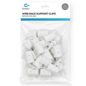 lot 12092 image: 20 Pairs of 34-Inch��19.1mm�� Wire Shelf Clips for Metal Shelving & Garment Racks �� Plastic Locking Clips, Adjustable Layer Spacers (White, 34)