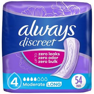 lot 12093 image: Always Discreet Moderate Long Absorbency 4 Drop Base Pads - 54ct