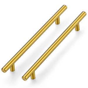 lot 12099 image: Ravinte Gold Cabinet Handles 5 Pack 7-12 Inch Cabinet Pulls Brushed Brass Kitchen Cabinet Handles Modern Drawer Pulls Gold Hardware for Kitchen Cabinet (Missing One)