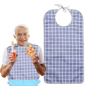 lot 12101 image: Pafusen Adult Bibs for Men - Waterproof Clothing Protector for Adults - Reusable Large Feeding Bibs for Men with Crumb Catcher - Machine Washable