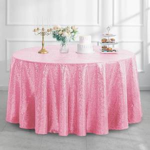 lot 12103 image: Pufogu 50 Round Pink Sequin Tablecloth Glitter Pink Table Cloths for Birthday Wedding Bridal Baby Shower Party Decorations