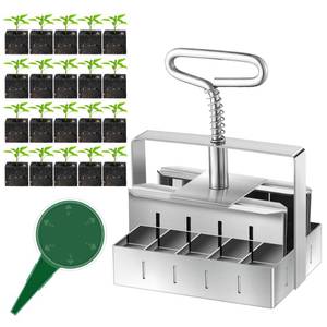 lot 12133 image: Dreyoo 1 Pack Upgrade Soil Block Maker Hand Held, Manual Blocking Tool for Seed Starting with Dispenser, Garden Potting Soil for Indoor Outdoor Plants, No Transplant Shock (20 Cell,34 Inch)